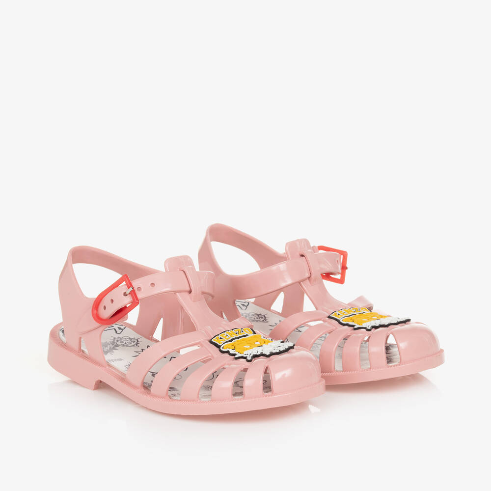 Shop Kenzo Kids Girls Pink Cartoon Tiger Jelly Shoes