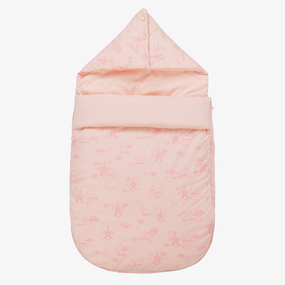 Kenzo Babies'  Kids Girls Pink Cotton Eiffel Tower Print Nest (81cm)