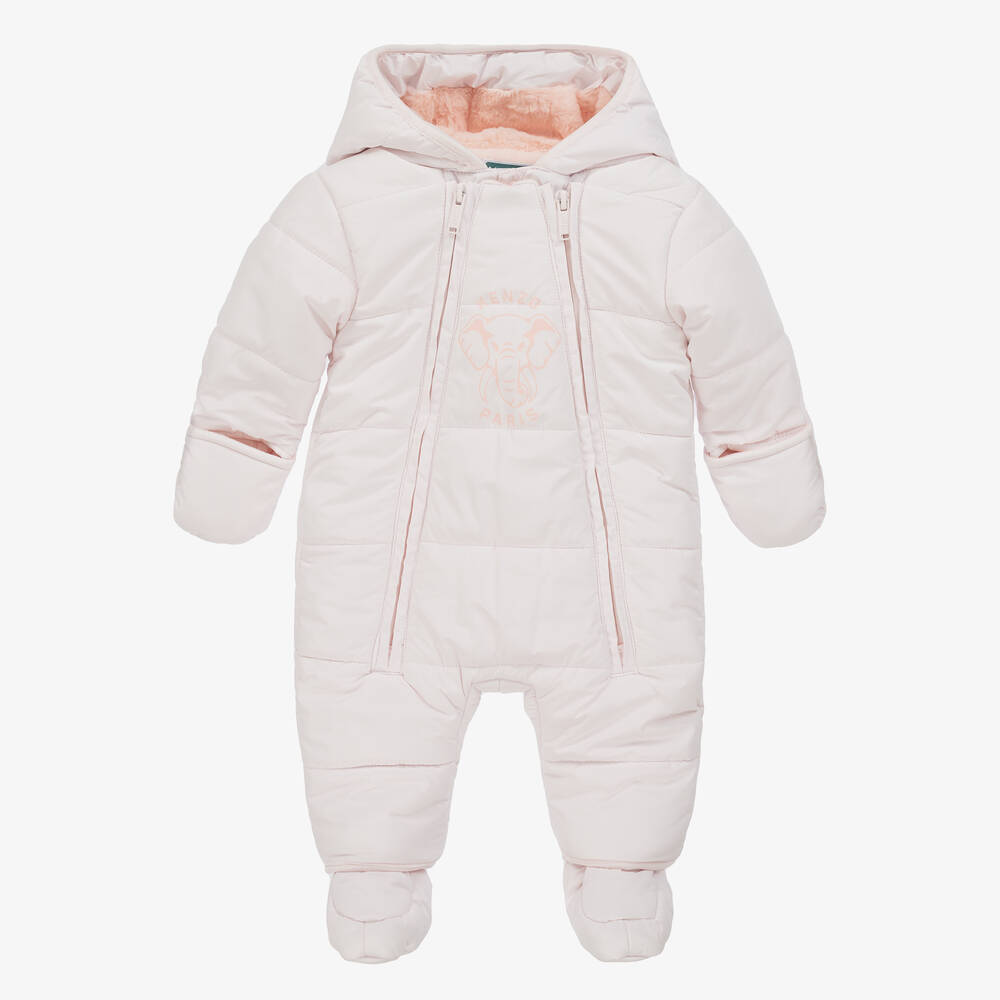 KENZO KIDS - Pink Elephant Puffer Baby Snowsuit | Childrensalon