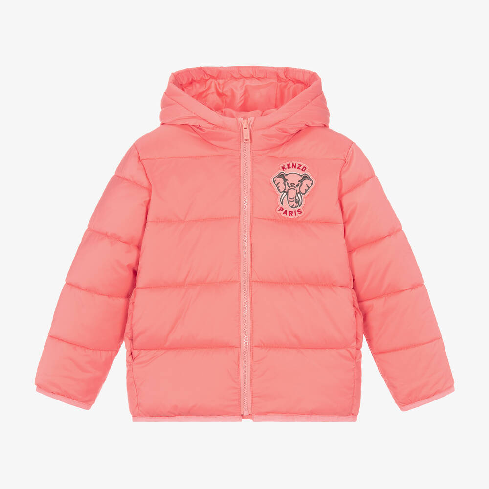 KENZO KIDS - Pink Hooded Puffer Jacket | Childrensalon