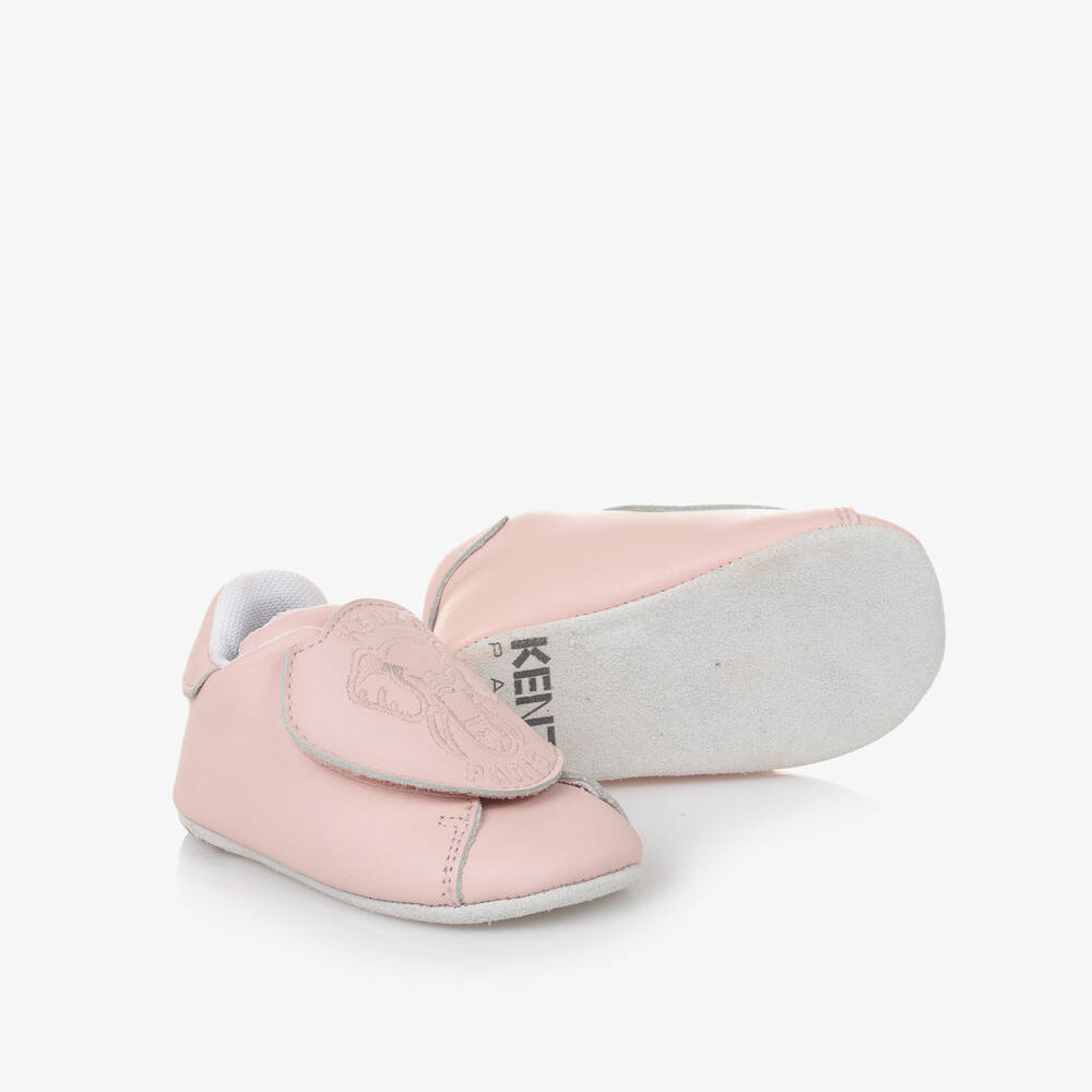 KENZO KIDS - Pink Leather Elephant Pre-Walker Shoes | Childrensalon