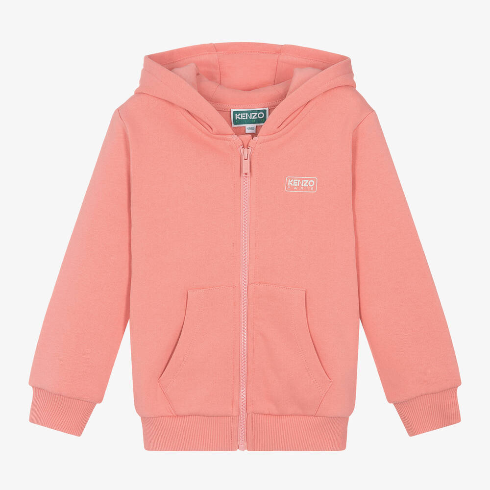 KENZO KIDS - Pink Organic Cotton Zip-Up Top | Childrensalon