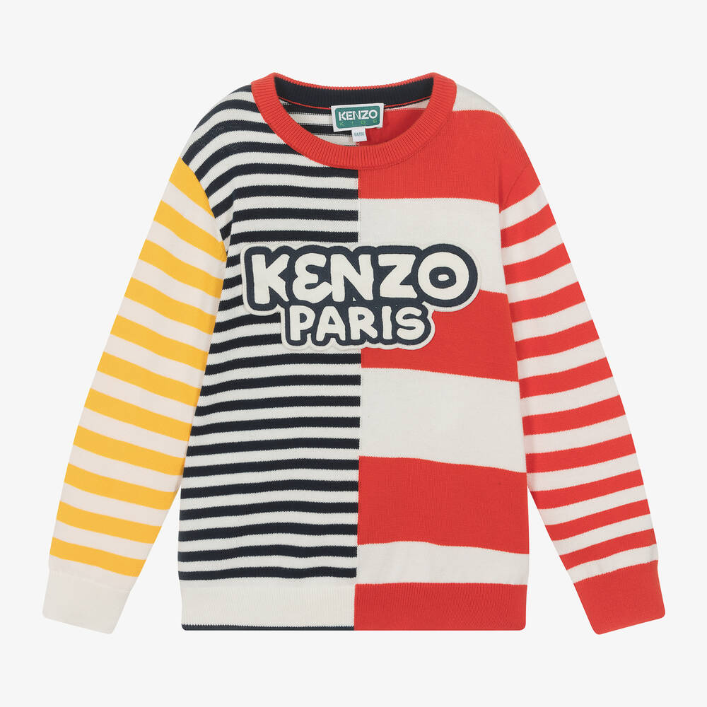 KENZO KIDS - Pull rouge et bleu rayé en coton | Childrensalon