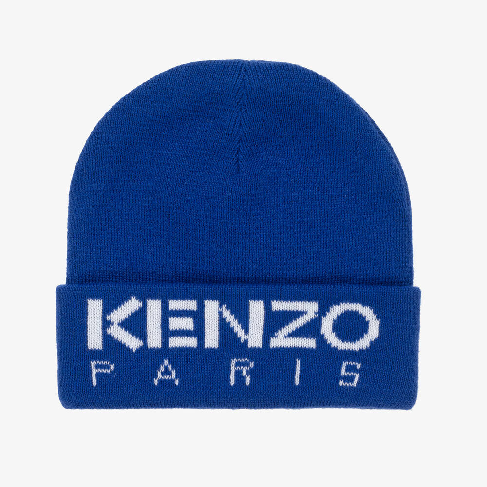 KENZO KENZO KIDS ROYAL BLUE KNITTED BEANIE HAT