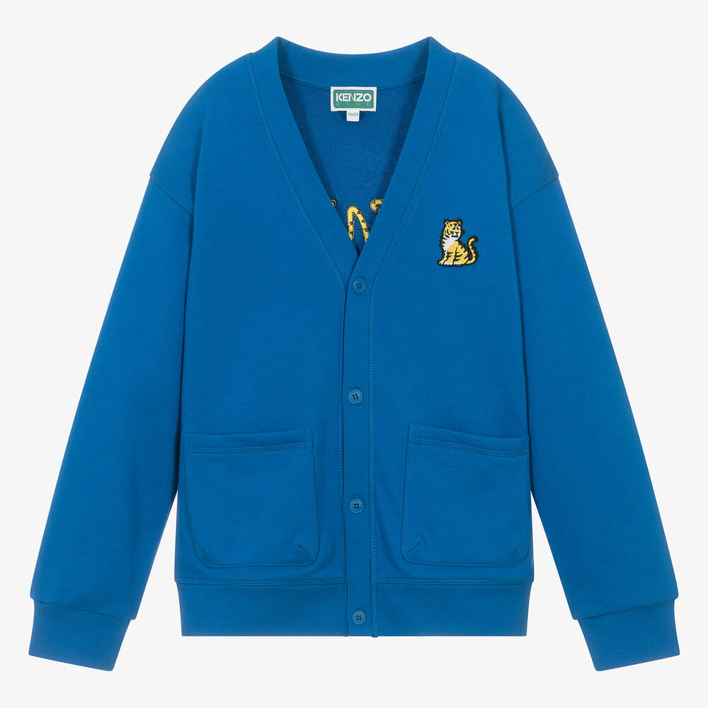 KENZO KIDS - Cardigan bleu en coton tigre ado | Childrensalon