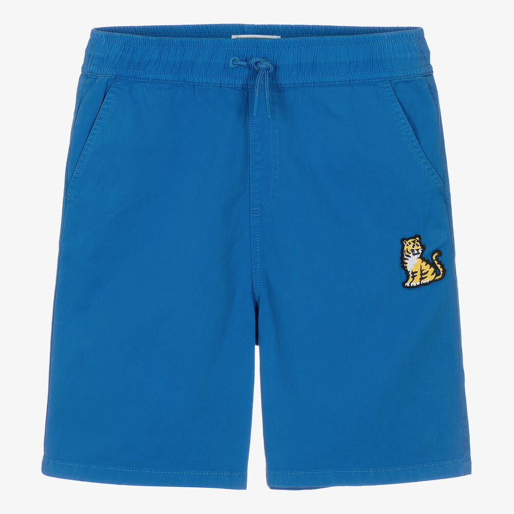 KENZO KIDS - Синие хлопковые шорты с тигром для мальчиков-подростков | Childrensalon