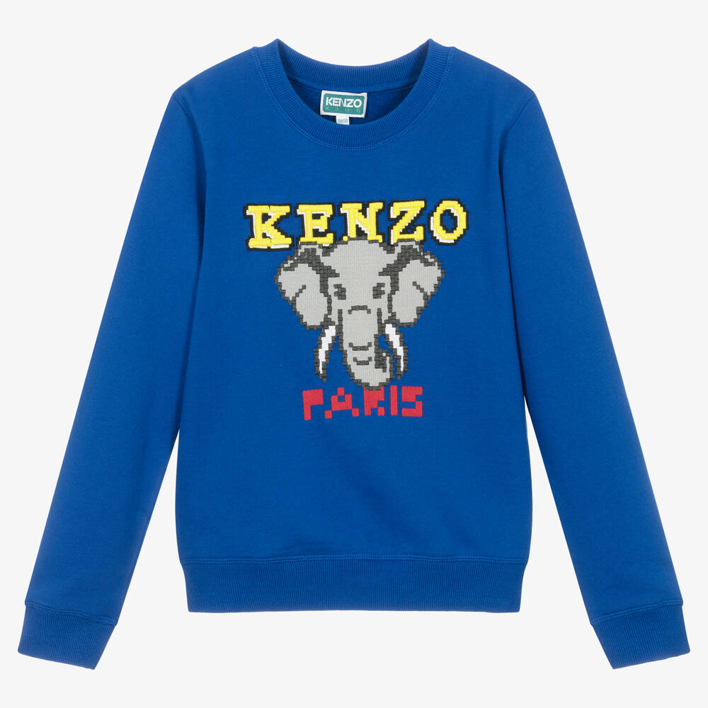 KENZO KENZO KIDS TEEN BOYS BLUE ELEPHANT SWEATSHIRT