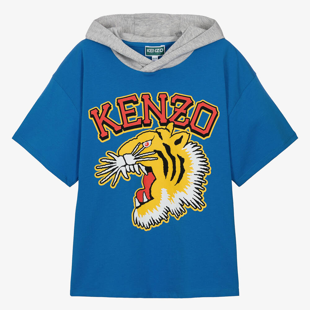 KENZO KIDS - T-shirt bleu en coton bio ado garçon  | Childrensalon