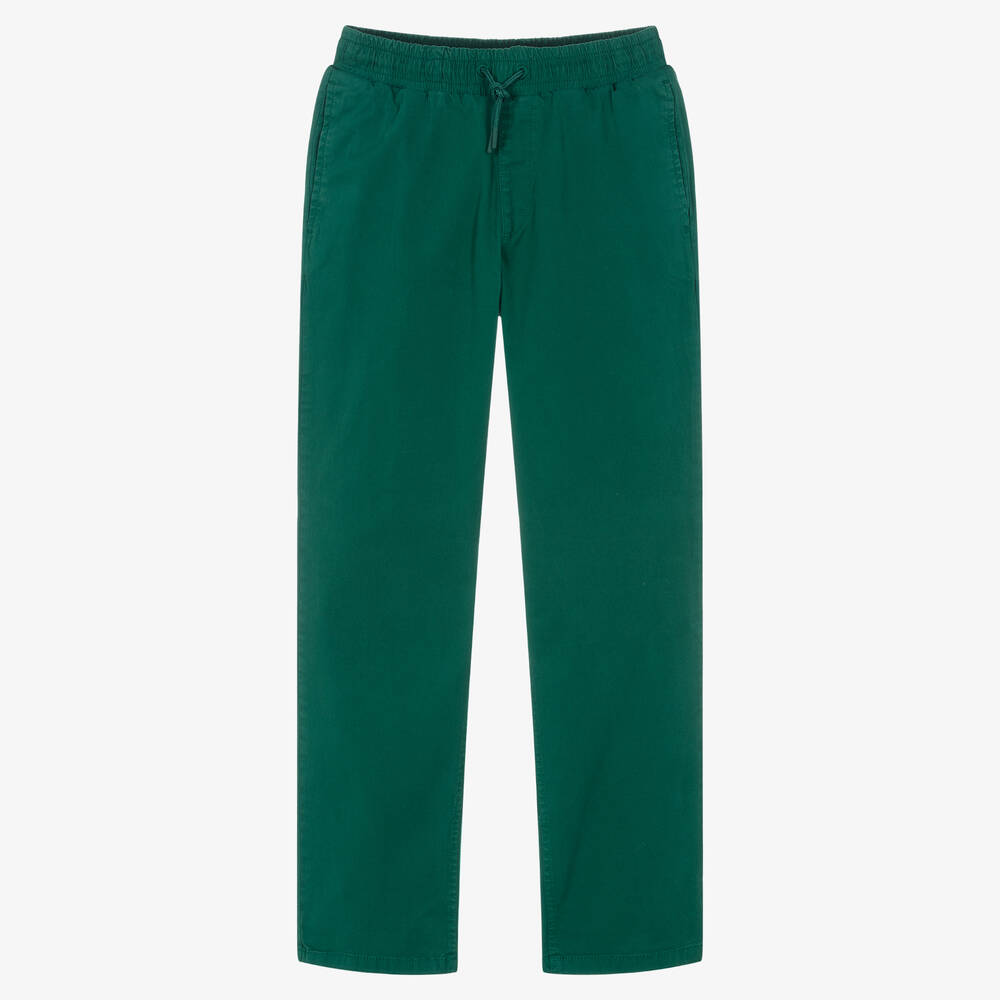 Kenzo Teen Boys Green Cotton Twill Pants
