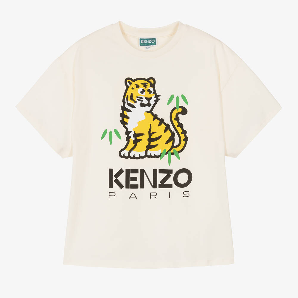 KENZO KIDS - Кремовая хлопковая футболка KOTORA | Childrensalon