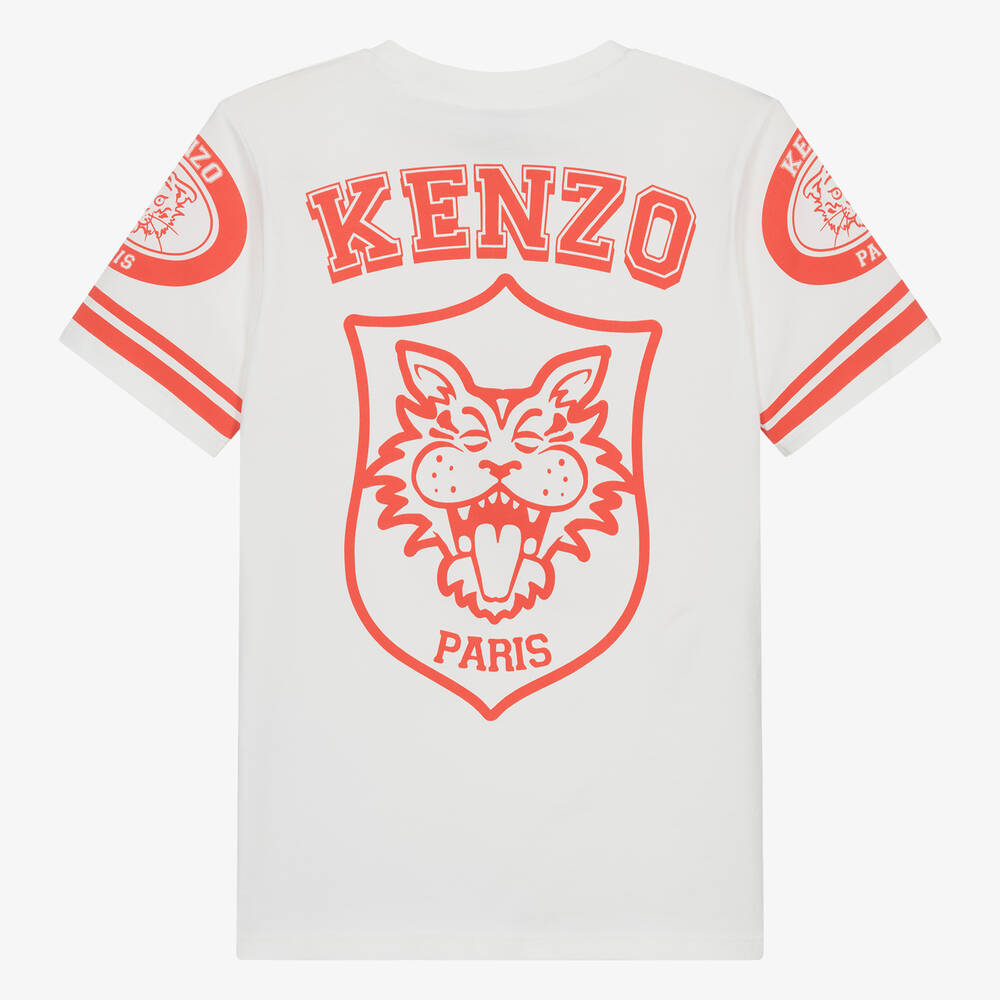 KENZO KIDS - Teen Boys Ivory Cotton Tiger T-Shirt | Childrensalon