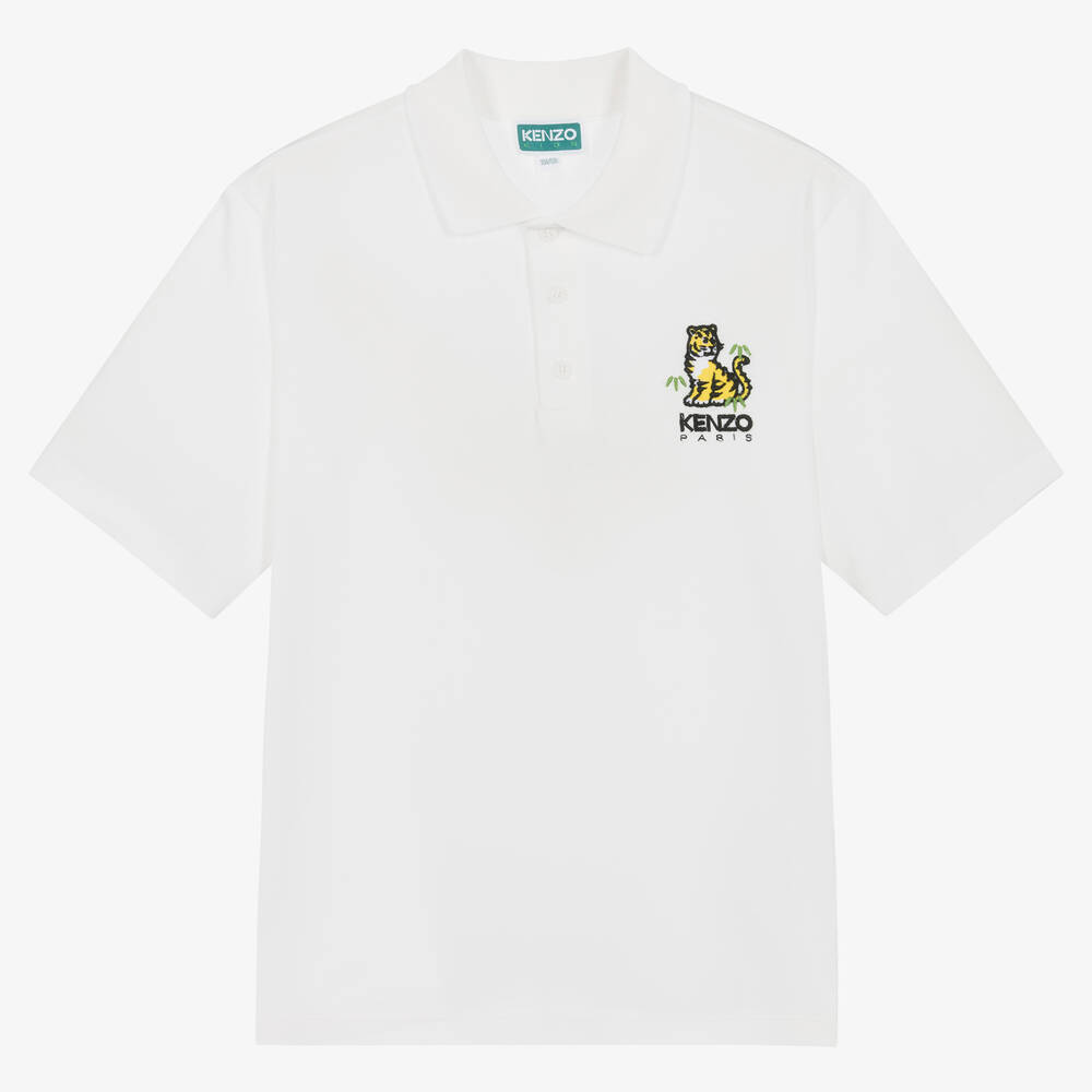 Kenzo Kids' Kotora Short-sleeve Polo Shirt In Ivory