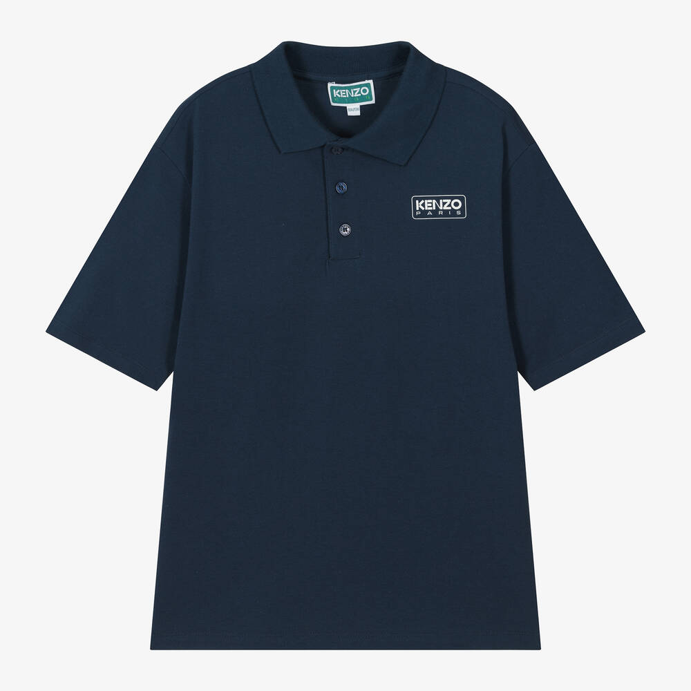 KENZO KIDS - Teen Boys Navy Blue Cotton Polo Shirt | Childrensalon