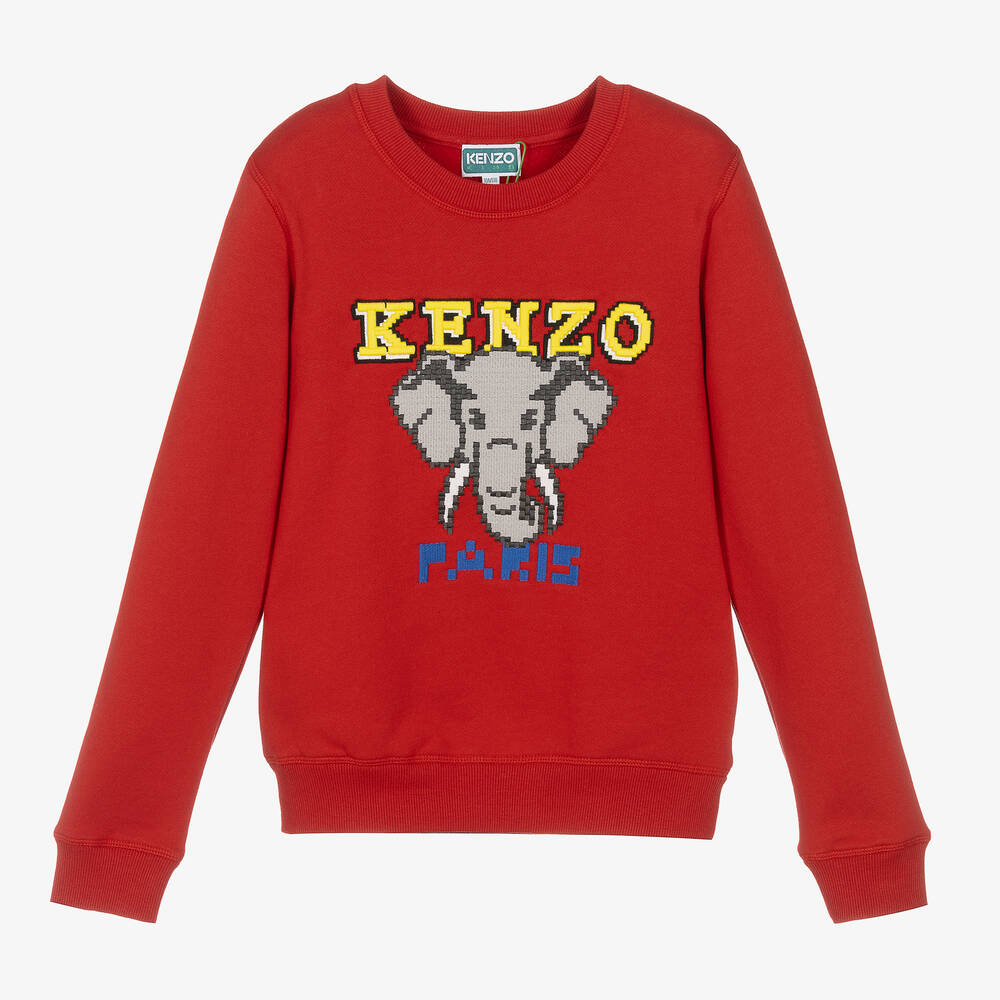 KENZO KENZO KIDS TEEN BOYS RED ELEPHANT SWEATSHIRT