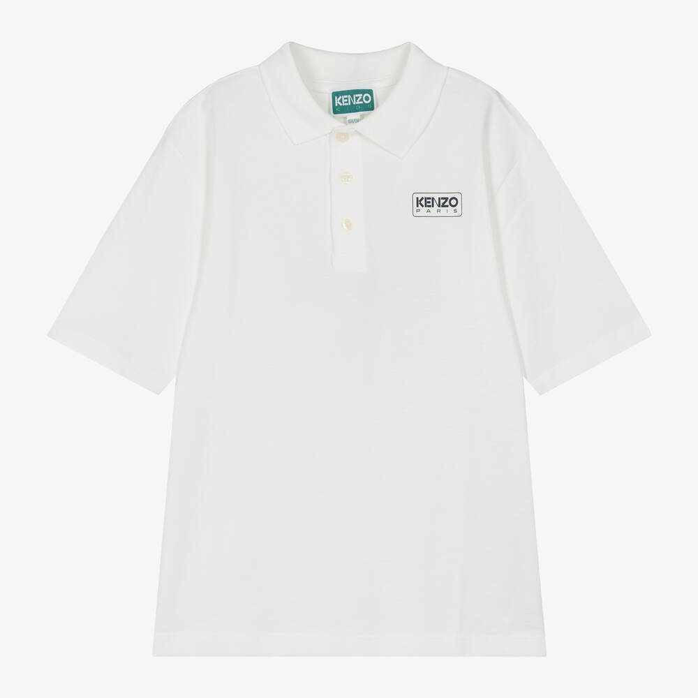 KENZO KIDS - Teen Boys White Cotton Polo Shirt | Childrensalon