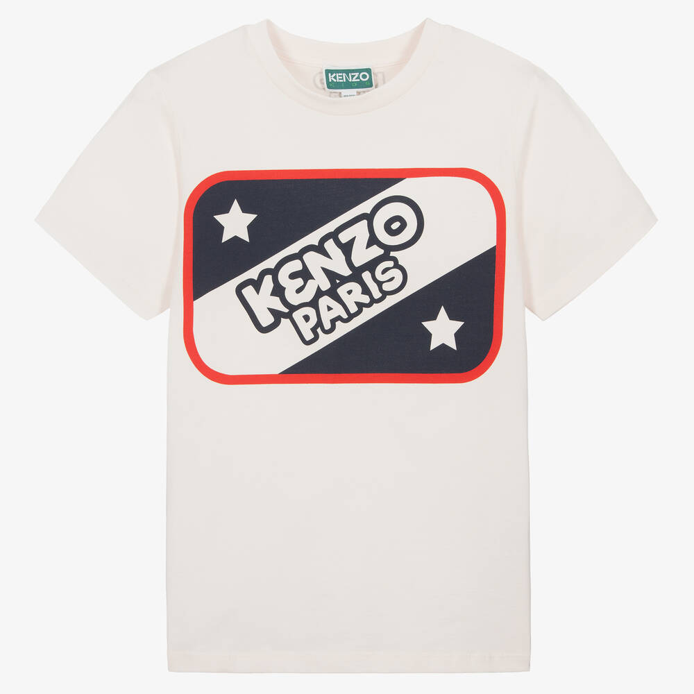 KENZO KIDS - T-shirt blanc en coton bio ado garçon | Childrensalon