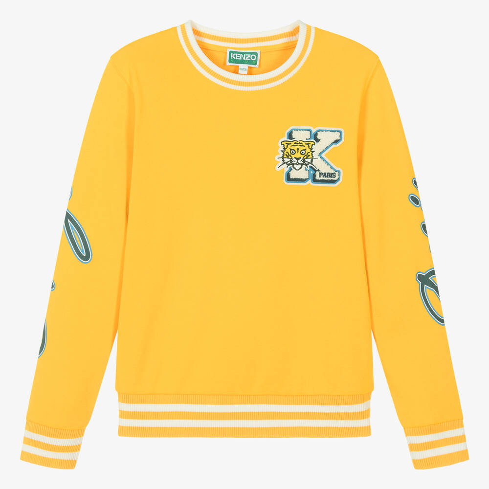 KENZO KIDS - Teen Boys Yellow Varsity Sweatshirt | Childrensalon