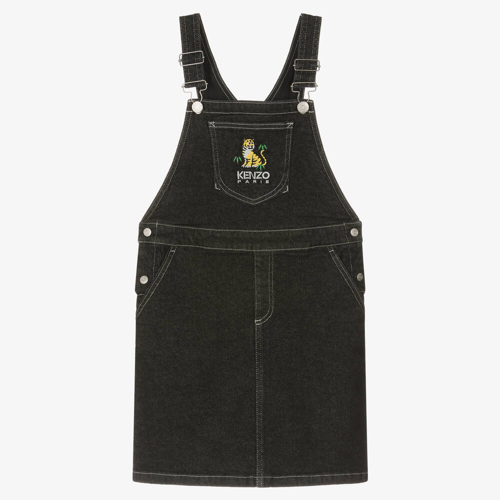 KENZO KIDS - Teen Girls Black Denim KOTORA Dungaree Dress | Childrensalon