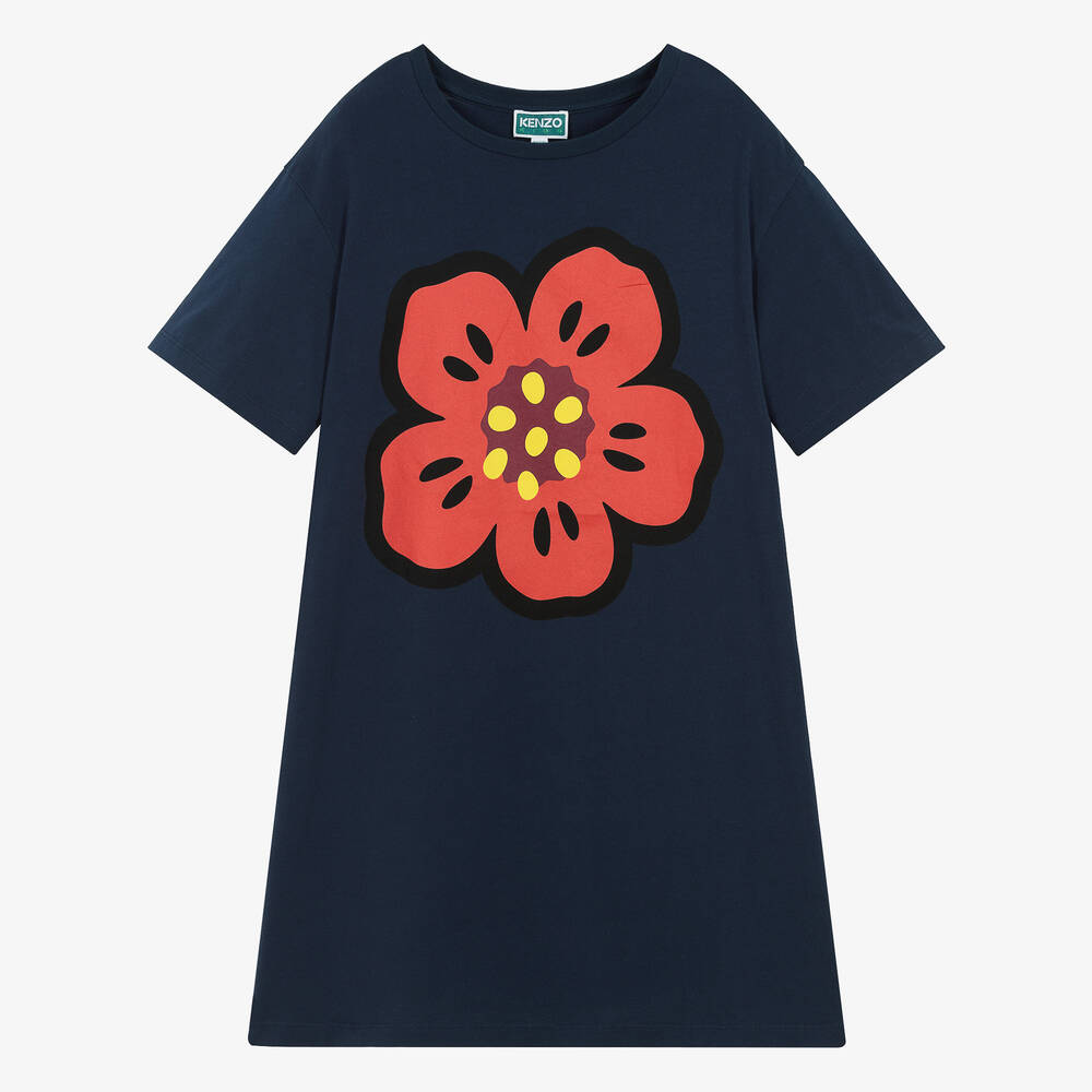 Shop Kenzo Kids Teen Girls Blue Boke Flower T-shirt Dress