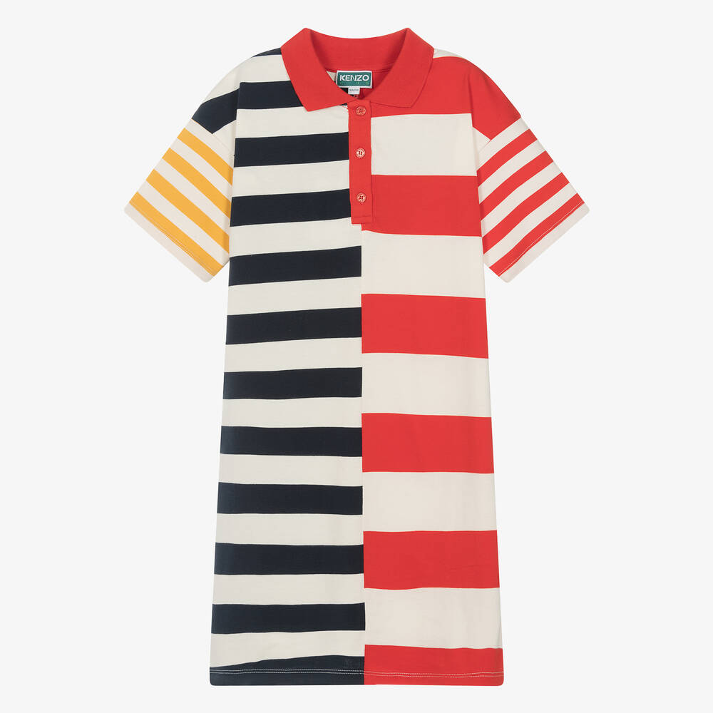 KENZO KIDS - Teen Girls Blue & Red Stripe Polo Dress | Childrensalon