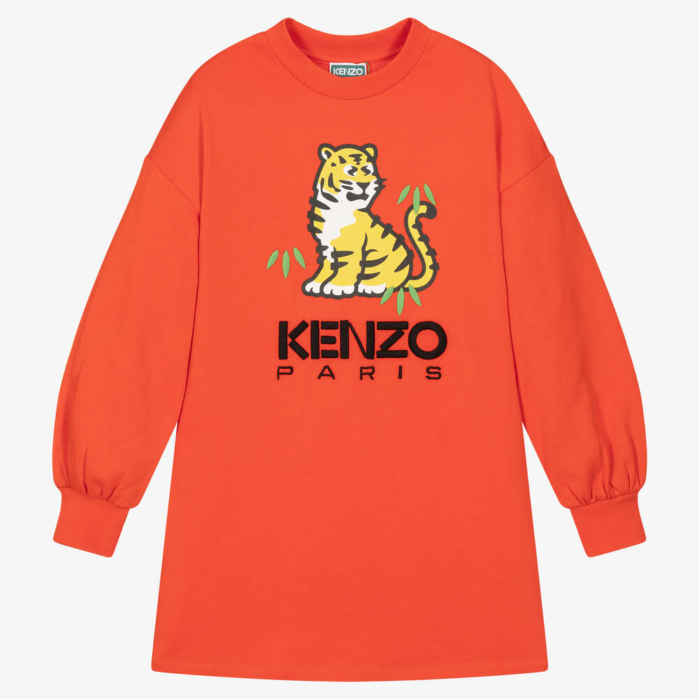 Kenzo Teen Girls Orange Kotora Sweatshirt Dress
