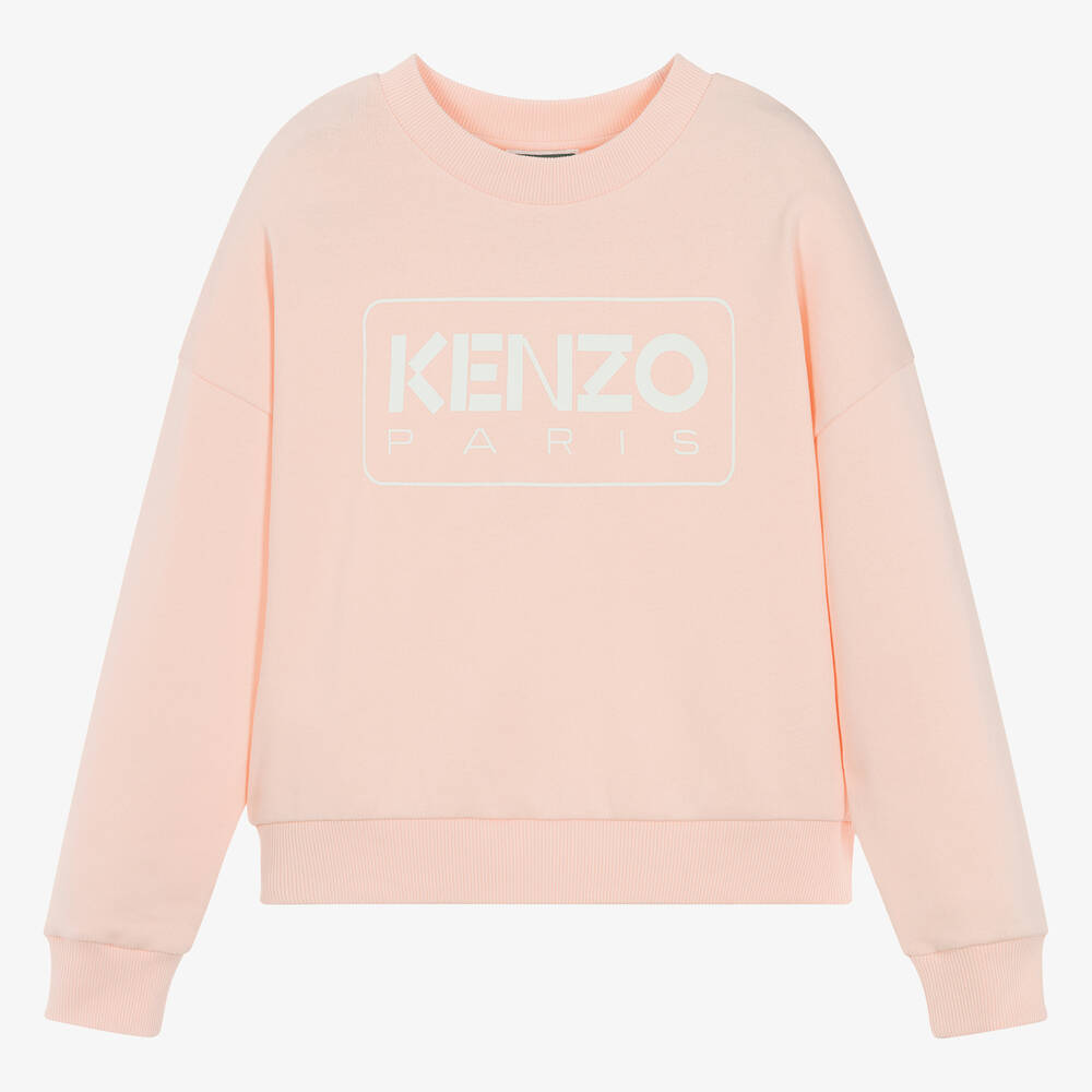 KENZO KIDS - Teen Girls Pale Pink Cotton Sweatshirt | Childrensalon