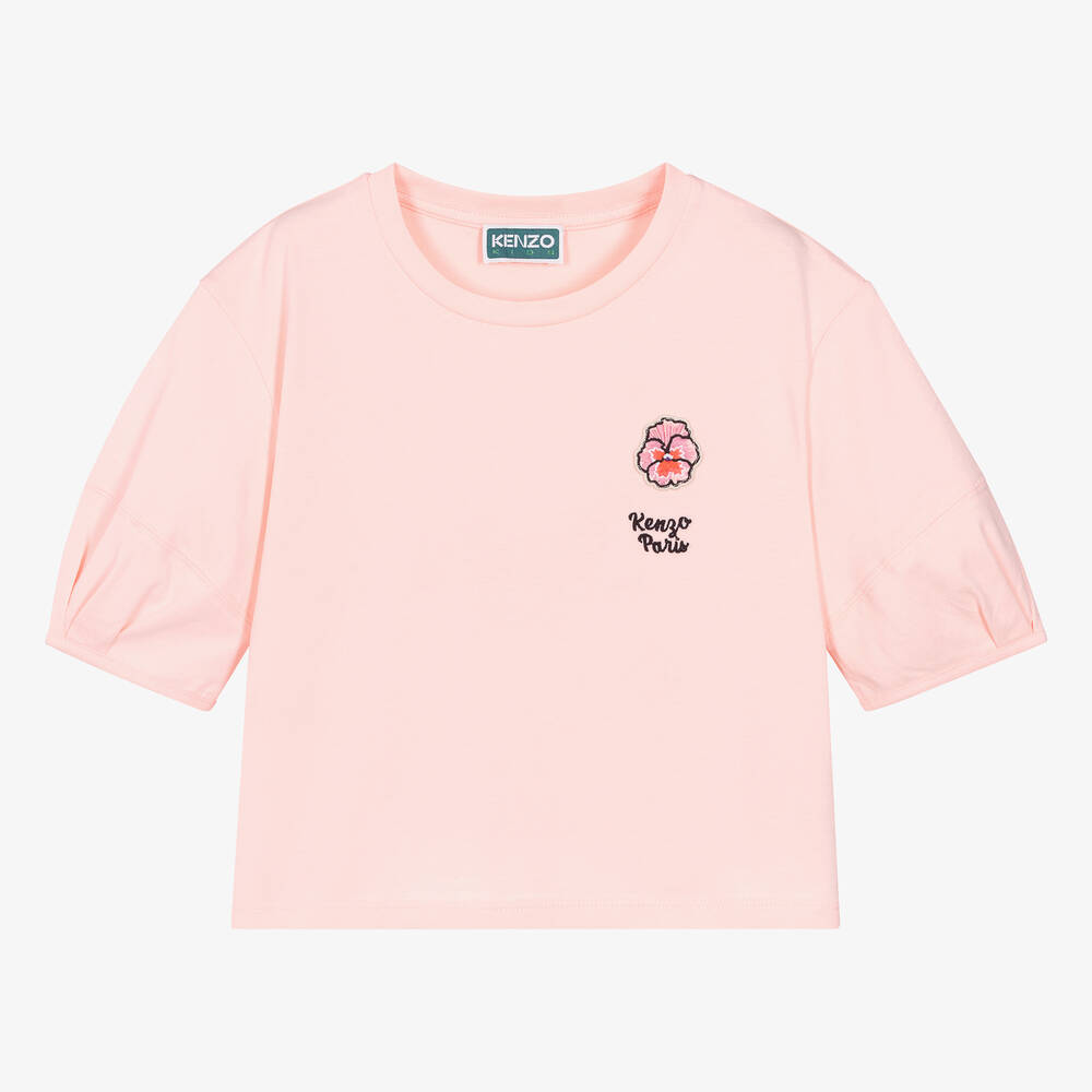 Shop Kenzo Kids Teen Girls Pink Balloon Sleeve T-shirt