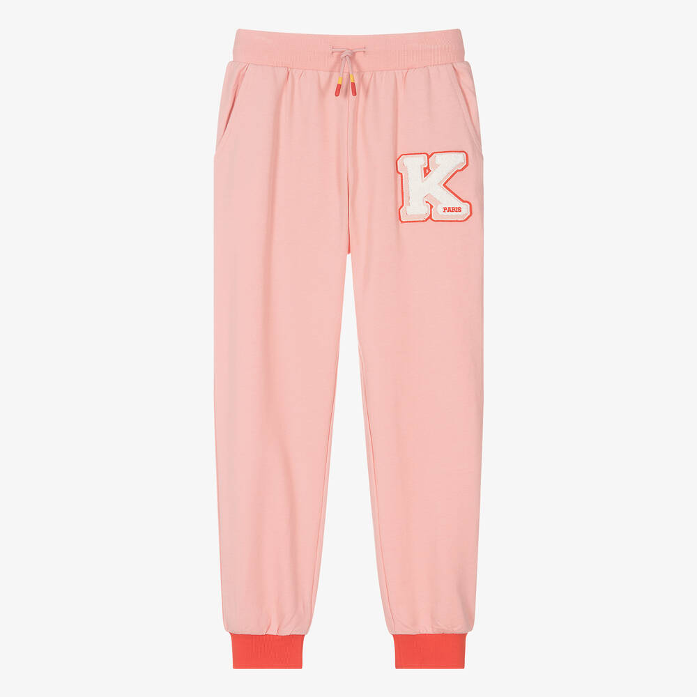 Kenzo Kids Teen Girls Pink Colourblock Cotton Joggers