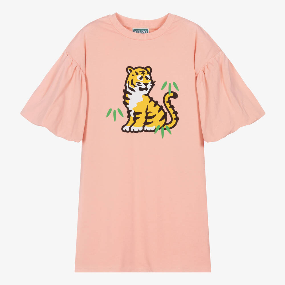 KENZO KIDS - Robe rose en coton tigre KOTORA ado | Childrensalon