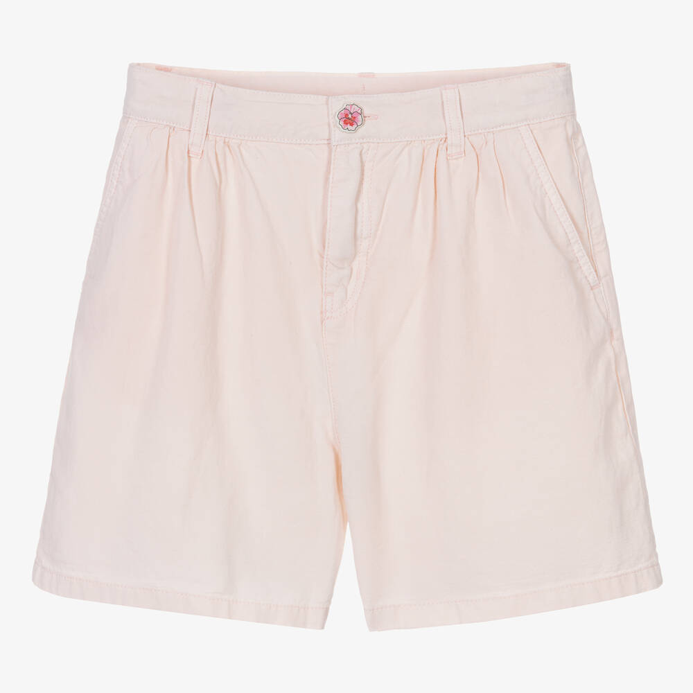 KENZO KIDS - Teen Girls Pink Cotton & Linen Shorts | Childrensalon