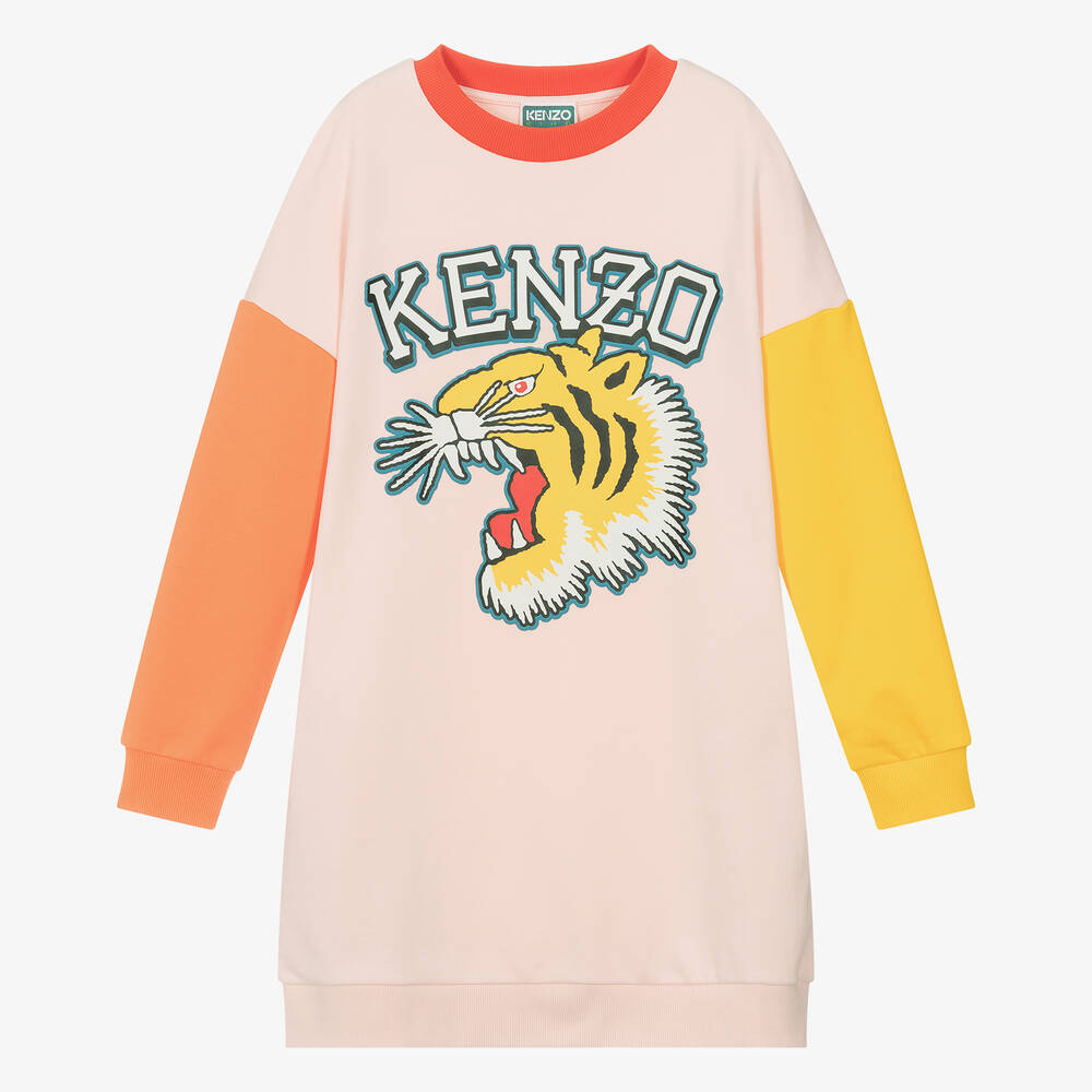 KENZO KIDS - فستان بطبعة فارسيتي تايغر قطن لون زهري | Childrensalon