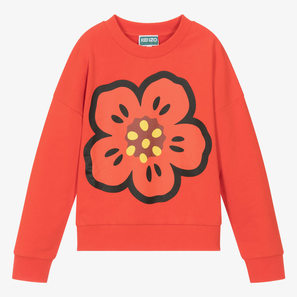 KENZO KIDS - Sweat-shirt rouge à fleur Boke ado | Childrensalon