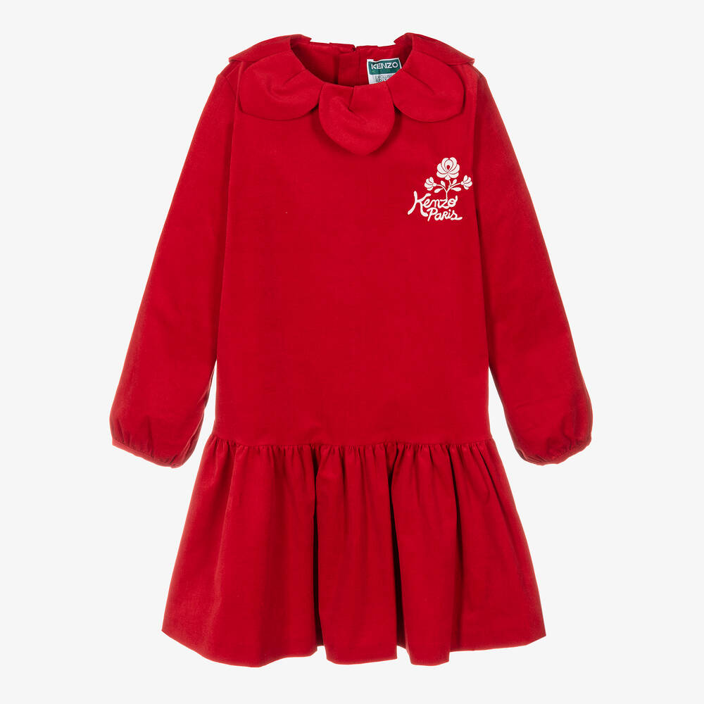 KENZO KIDS - فستان لون أحمر تينز بناتي | Childrensalon