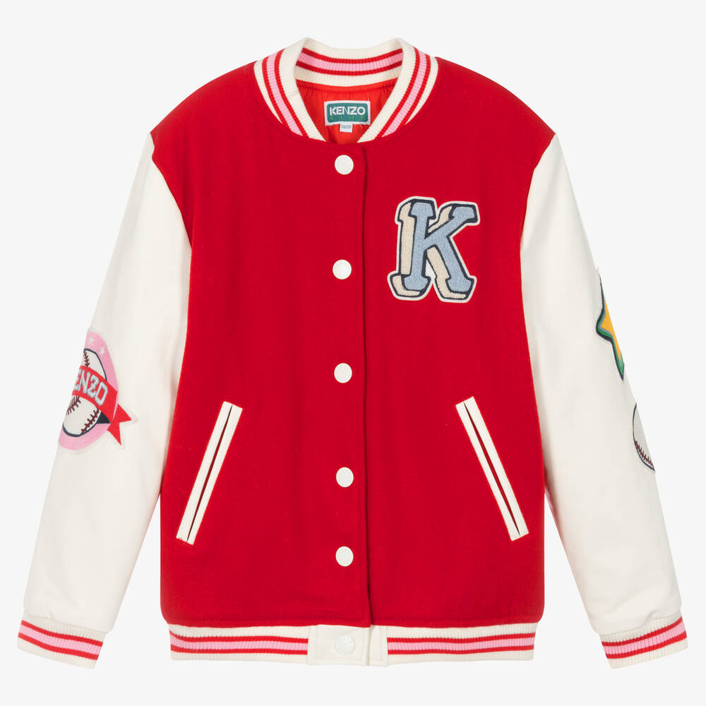 Baseball Jacket, Red/White leather sleeves