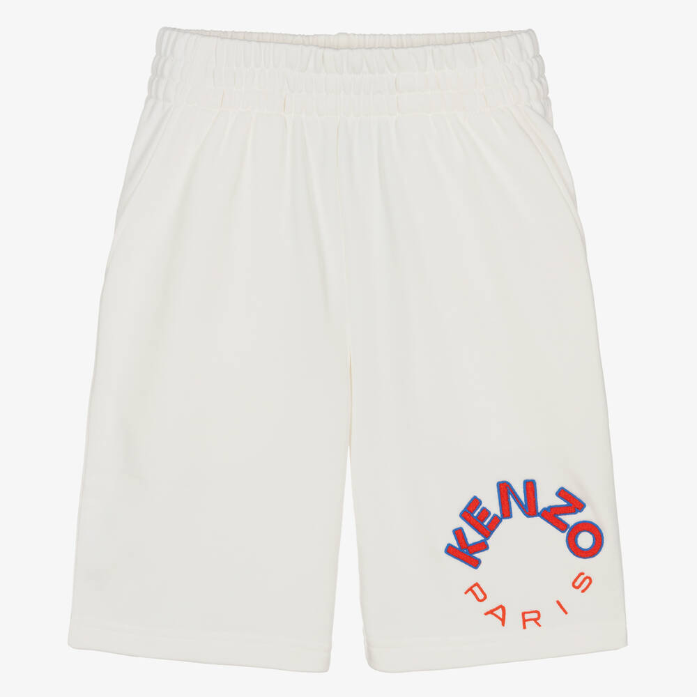 KENZO KIDS - Teen Ivory Cotton Jersey Shorts | Childrensalon