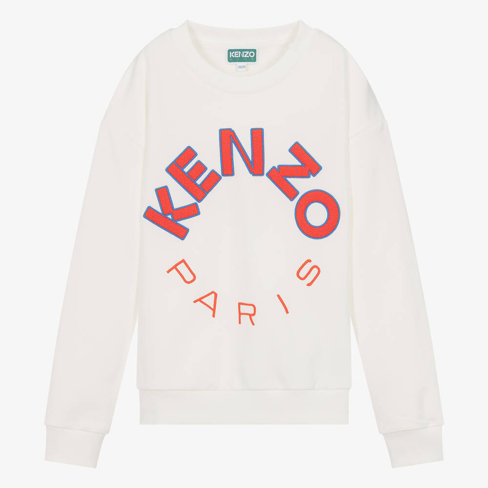 Kenzo Kids Teen Ivory Cotton Jersey Sweatshirt