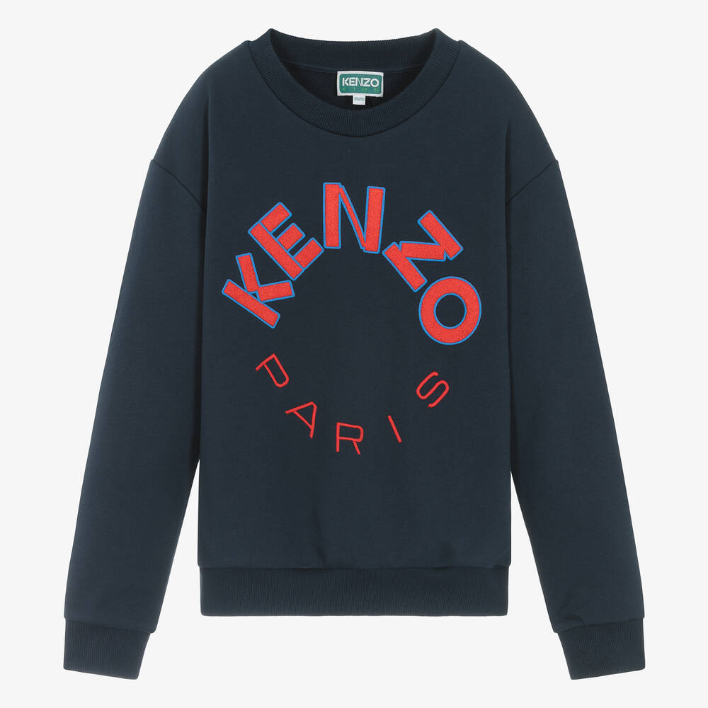 KENZO KIDS - Teen Navy Blue Cotton Jersey Sweatshirt | Childrensalon
