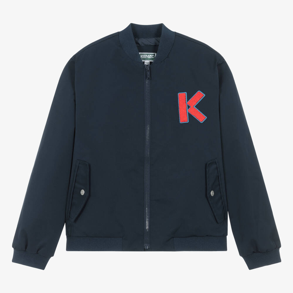 KENZO KIDS - Синяя куртка-бомбер на молнии для подростков | Childrensalon