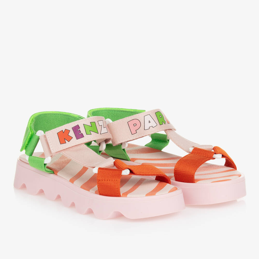 KENZO KIDS - Teen Pink Colourblock Velcro Sandals | Childrensalon