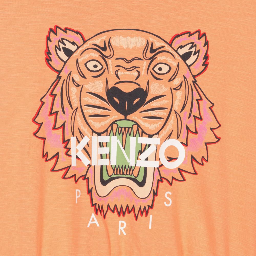 Kenzo Kids Teen Pink Printed Tiger Slub Dress Childrensalon