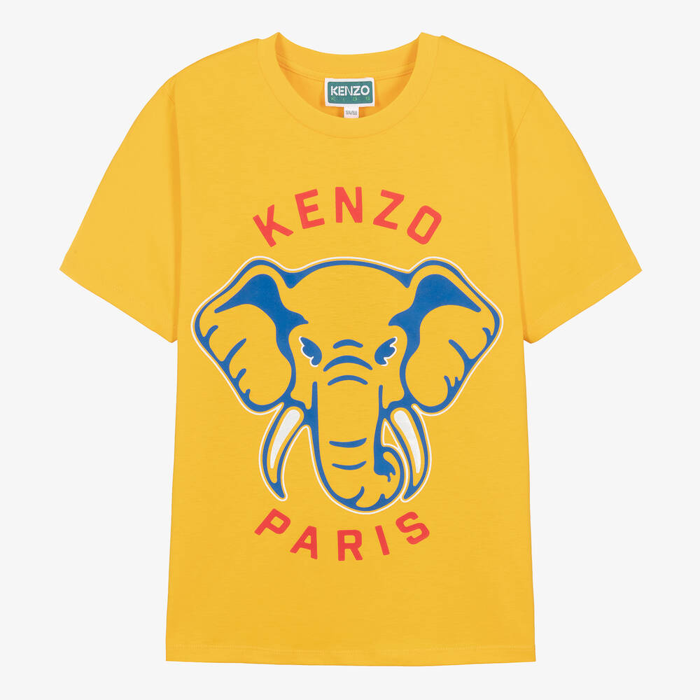 KENZO KIDS - Желтая хлопковая футболка со слоном для подростков | Childrensalon
