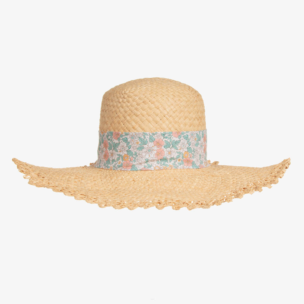 Kidiwi - Girls Beige Straw Sun Hat | Childrensalon
