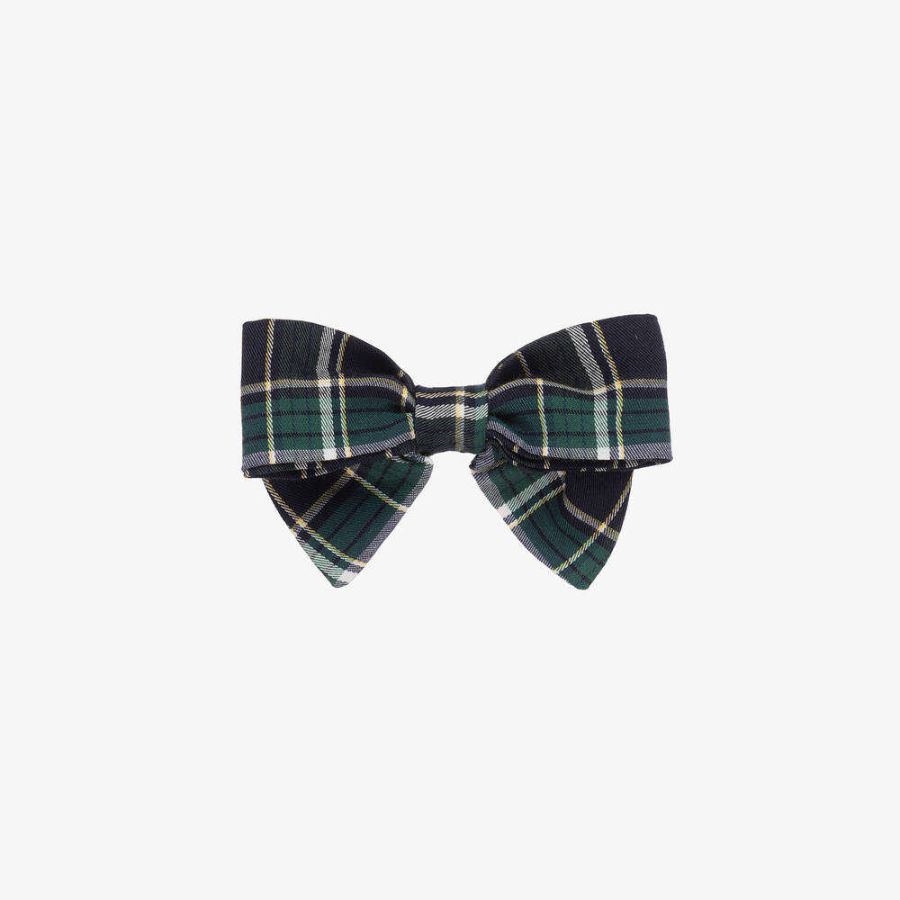 Kidiwi - Girls Blue Tartan Bow Hair Clip (12cm) | Childrensalon