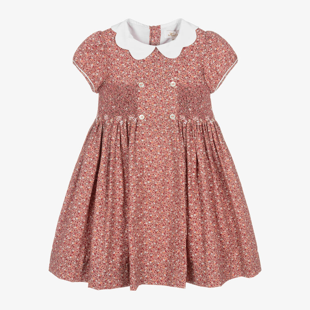 Kidiwi - Girls Red Cotton Floral Dress | Childrensalon