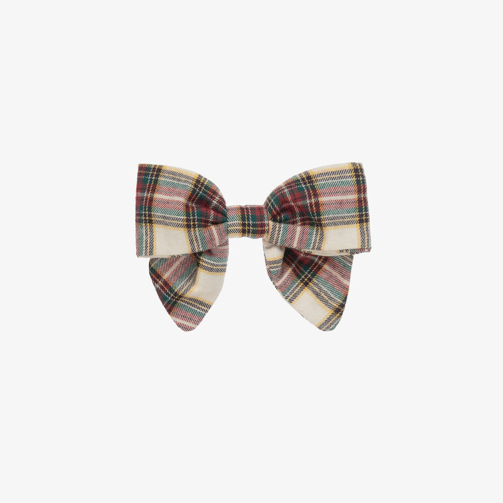 Kidiwi - Girls Red Tartan Bow Hair Clip (12cm) | Childrensalon