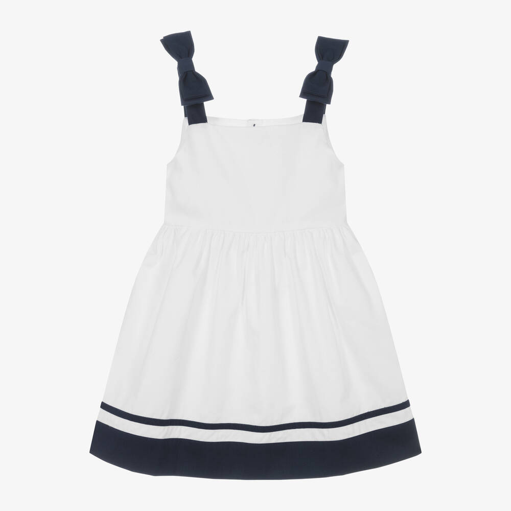 Kidiwi - Girls White Cotton Bow Dress  | Childrensalon