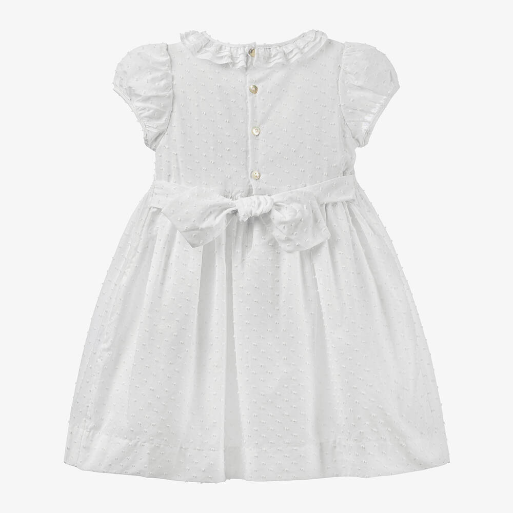 Kidiwi - Girls White Cotton Smocked Dress | Childrensalon