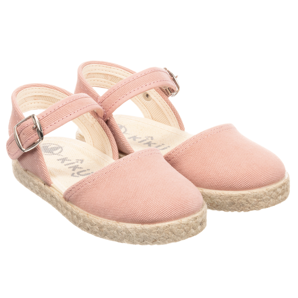 KIKU - Pink Linen Espadrille Sandals | Childrensalon