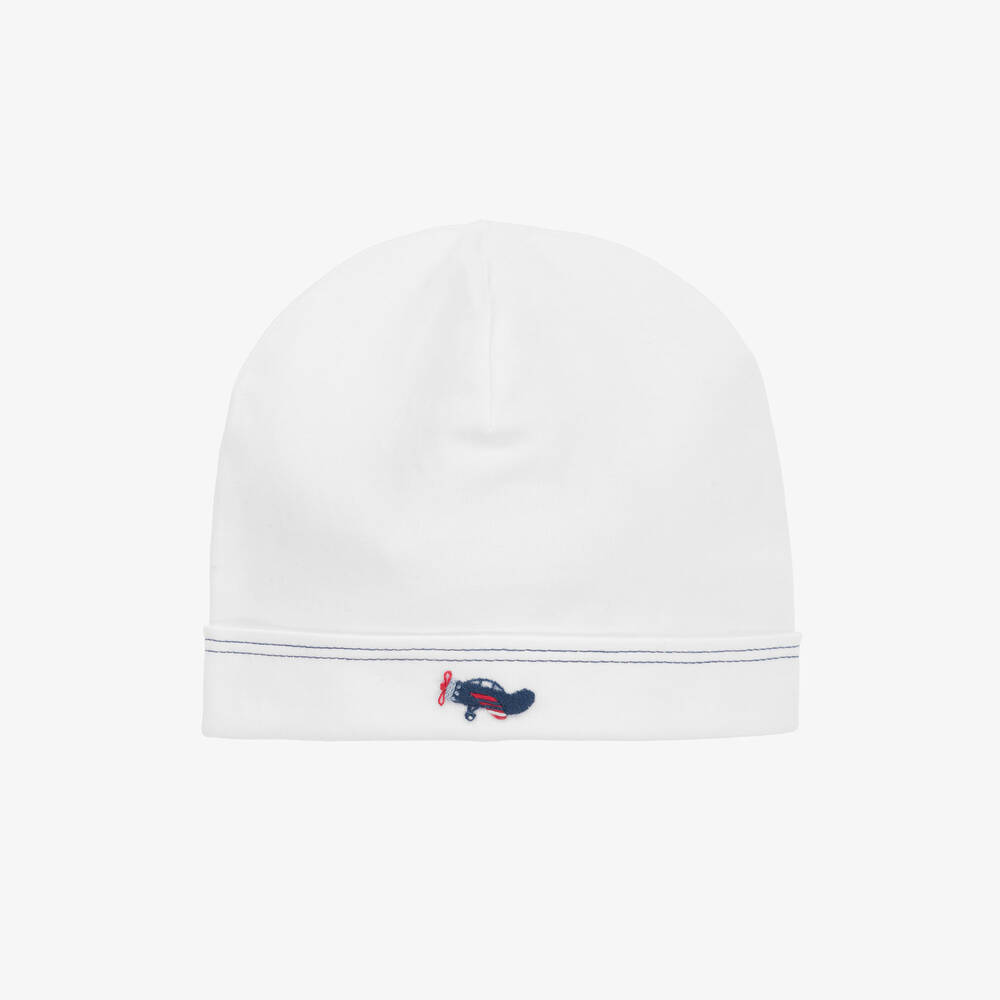 Kissy Kissy - Baby Boys White Cotton Sky-High Planes Hat | Childrensalon