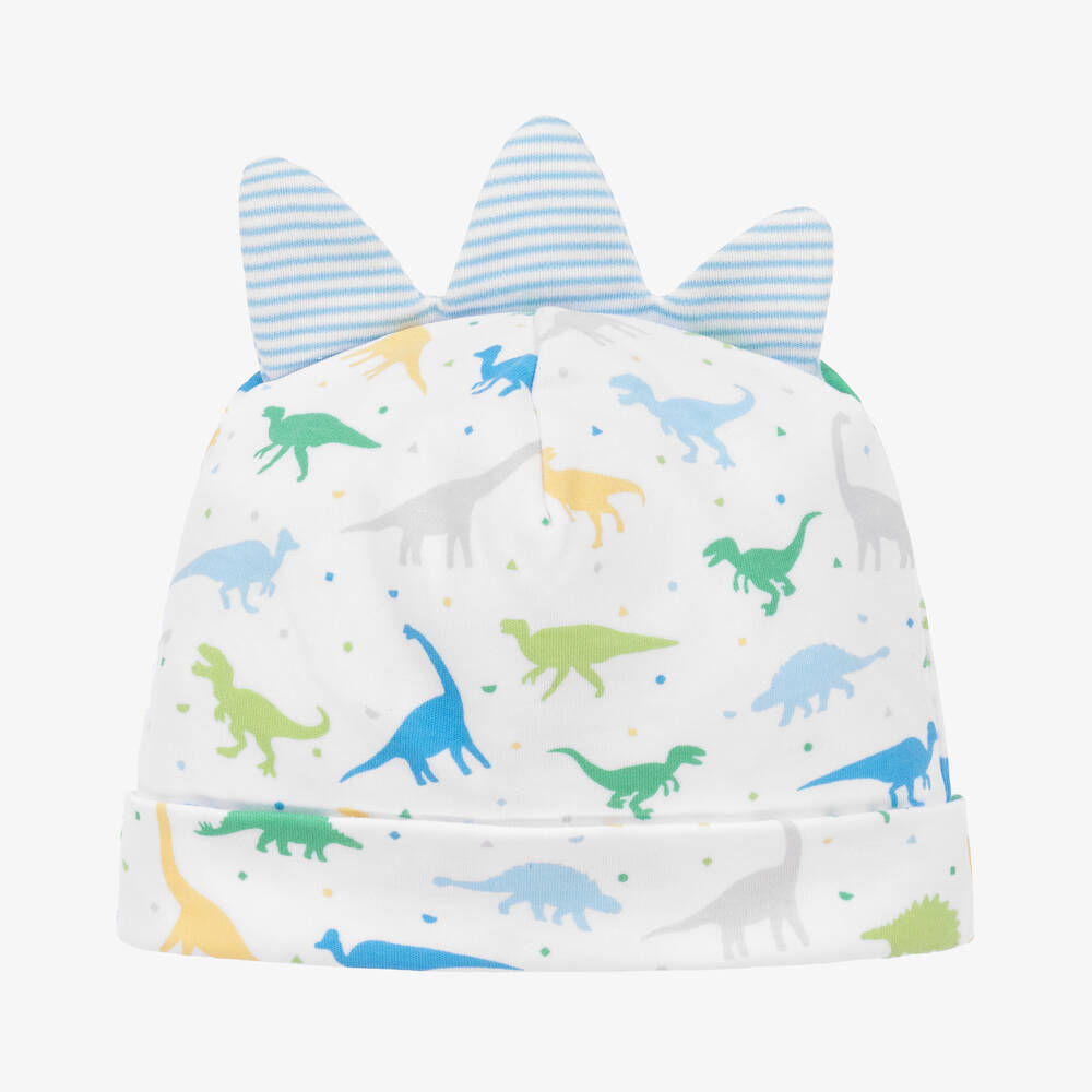 Kissy Kissy - Baby Boys White Dinosaurs Galore Layette Hat | Childrensalon